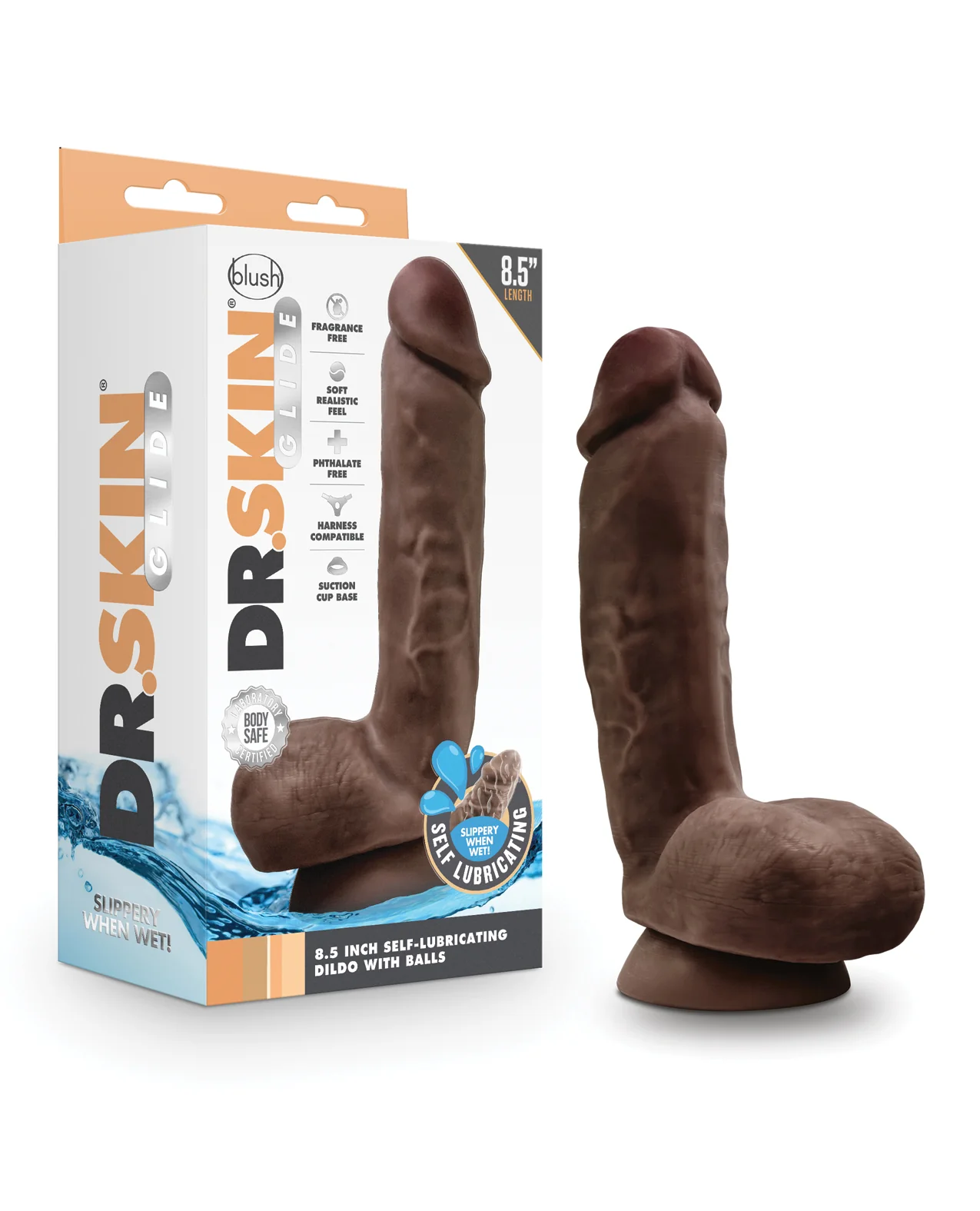 Blush Dr. Skin Glide - Self Lubricating Dildo with Balls - Image 2