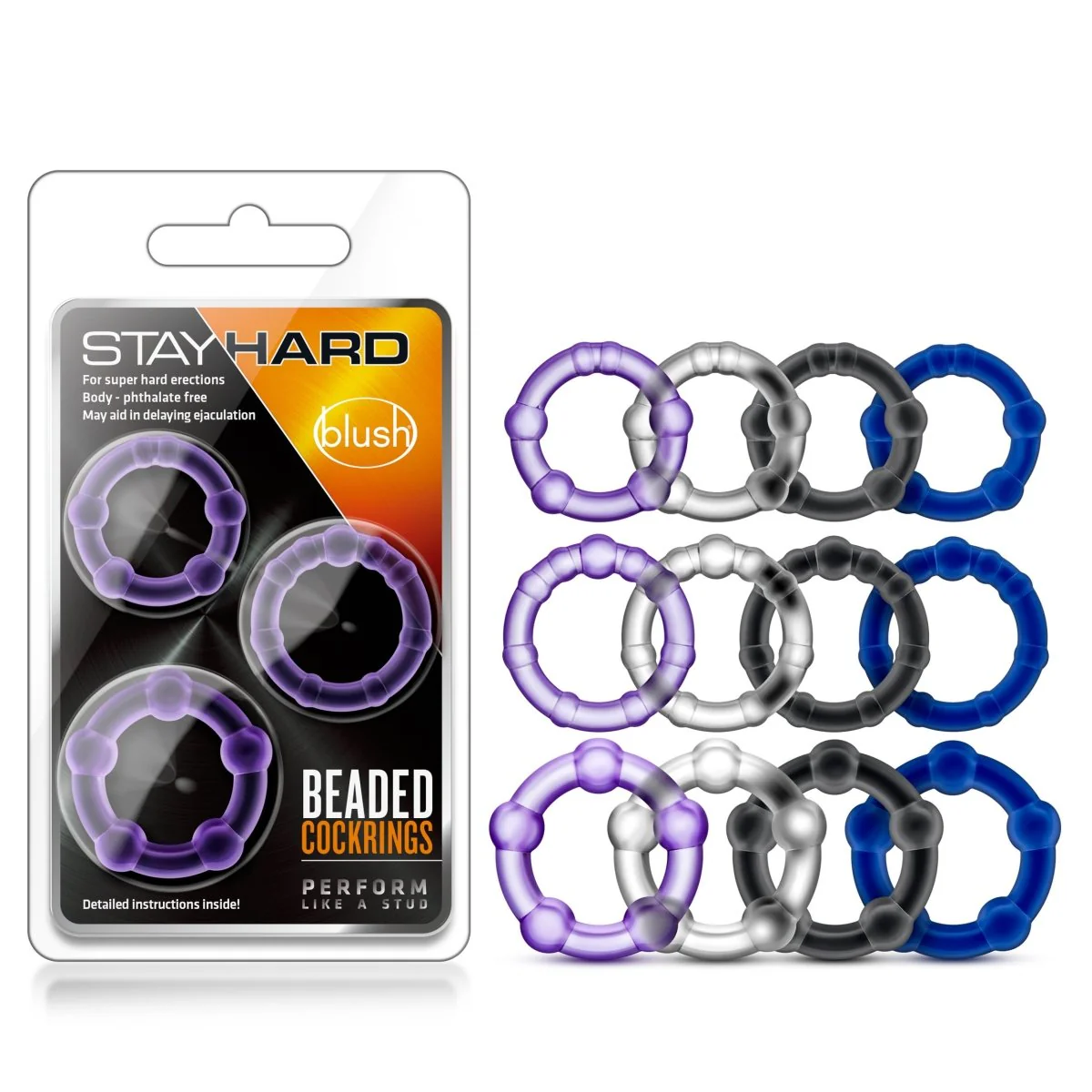 Blush Stay Hard Beaded Cock Rings - Image 7