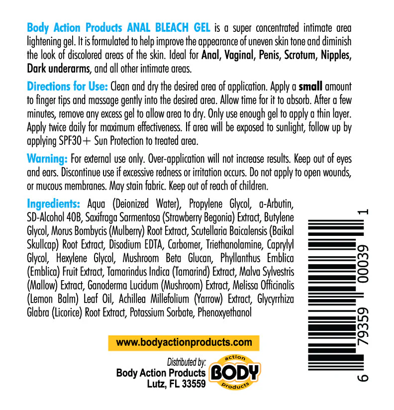 Body Action Anal Bleach Gel - Image 3