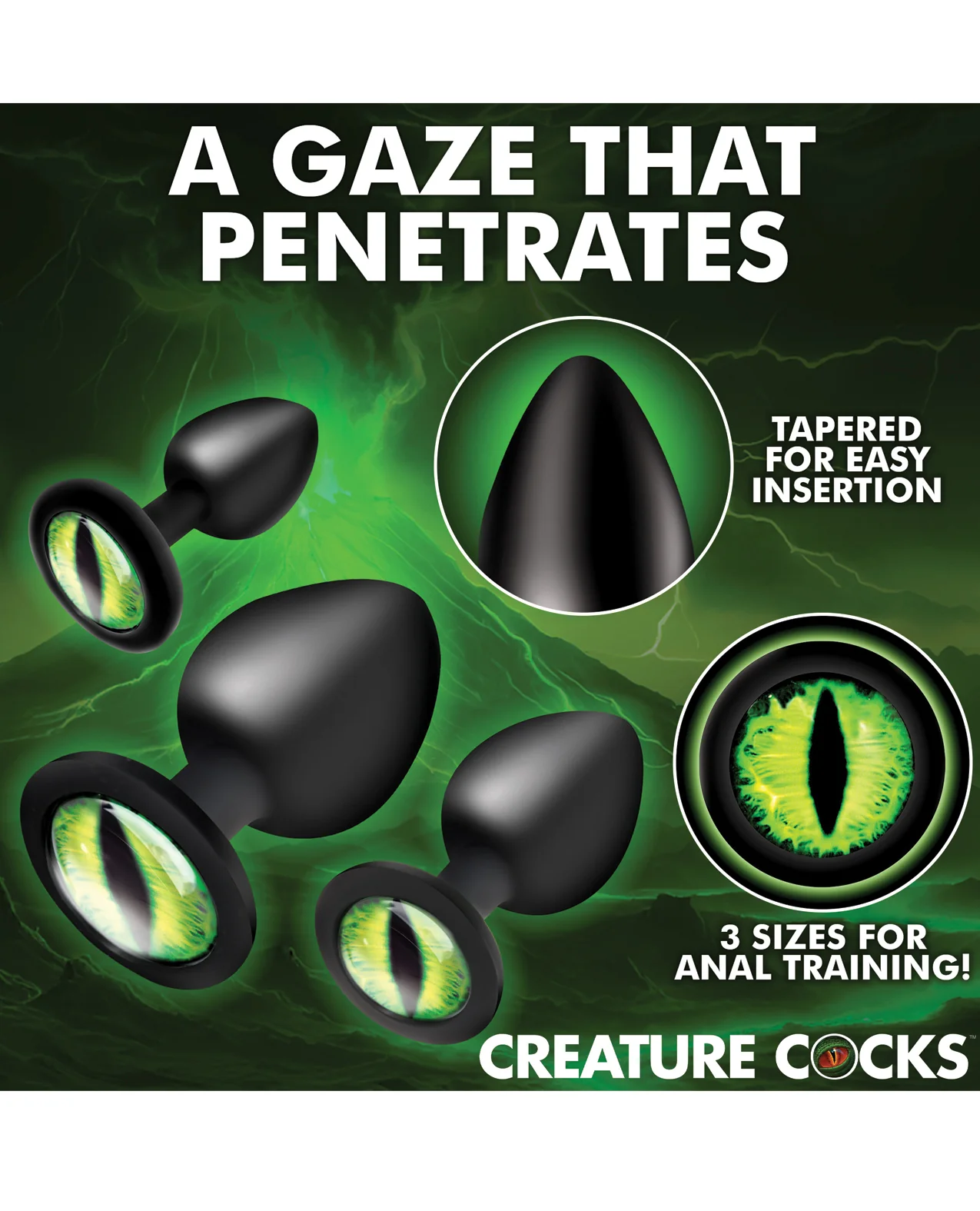 Creature Cocks - Creature Eyes Green Eye Silicone Butt Plug Set - Image 4