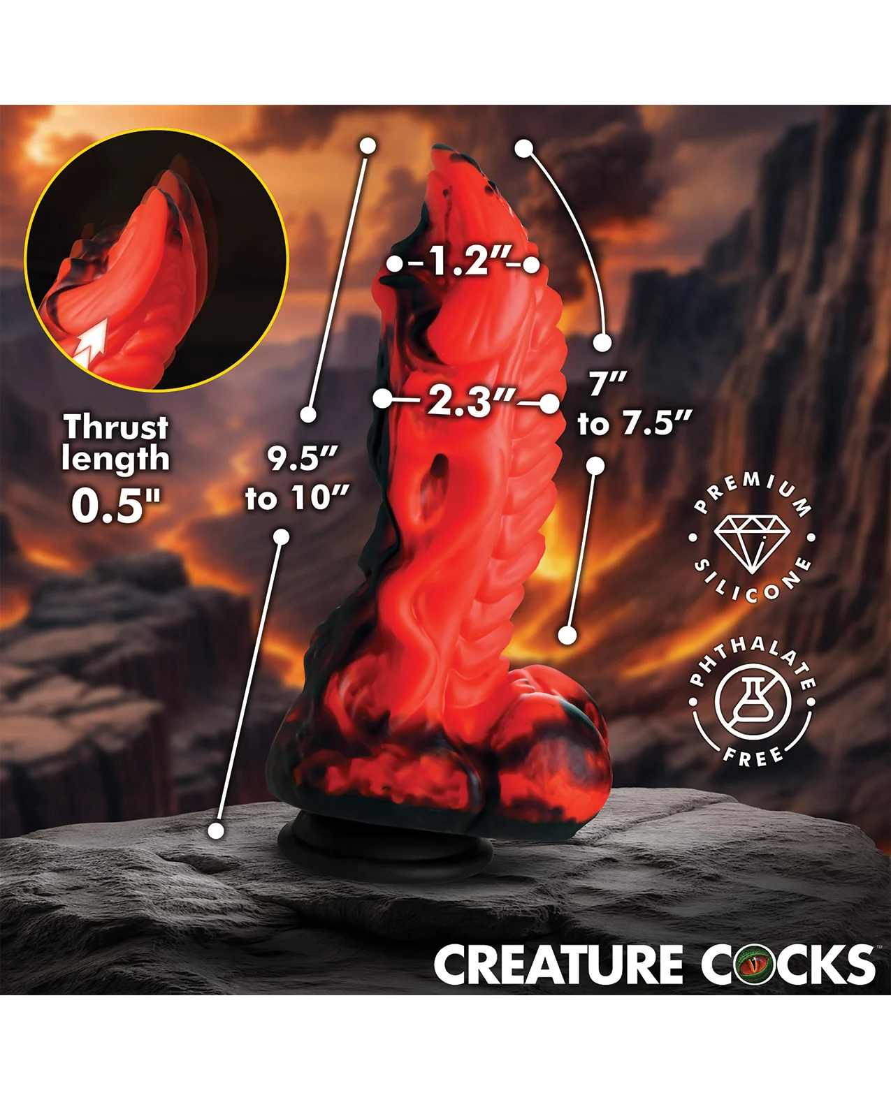 Creature Cocks Dragon Thrust Thrusting & Vibrating Silicone Dildo - Image 2