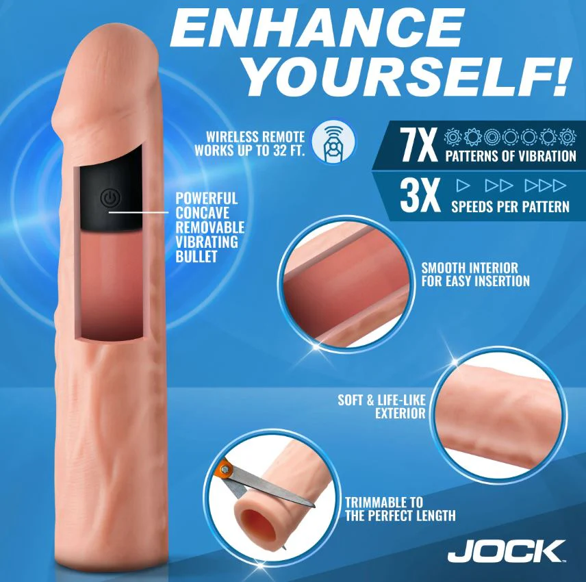 Jock enhancers 1.5in realistic penis extension vibrating light - Image 2