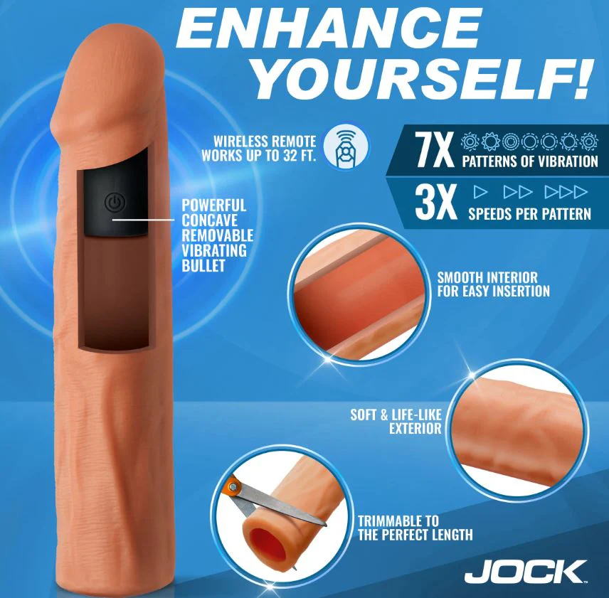 Jock enhancers 1.5in realistic penis extension vibrating light - Image 8
