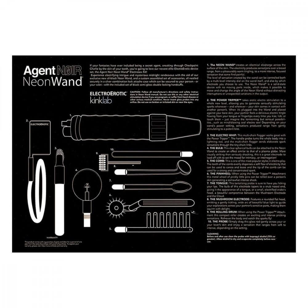 KinkLab Agent Noir Electro Erotic Neon Wand Kit - Image 4