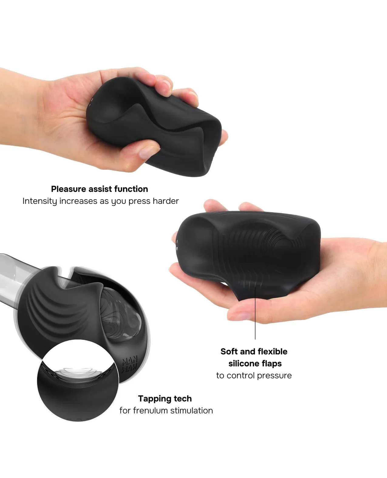 Manwan Sub-One Tapping Male Masturbator - Infinite Black - Image 2