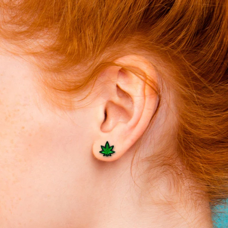Marijuana Leaf Earrings - Image 2