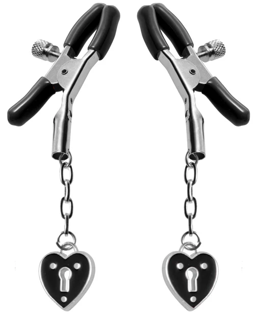 Master Series Charmed Heart Padlock Nipple Clamps - Image 3
