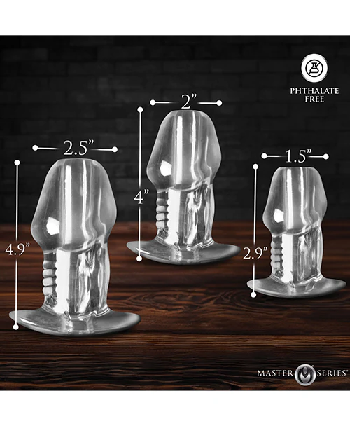 Master Series - Dicked Clear Hollow Anal Plug Set - Image 3
