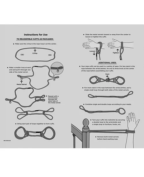 Merci Restrain 6mm Hemp Wrist or Ankle Cuffs Black - Image 5