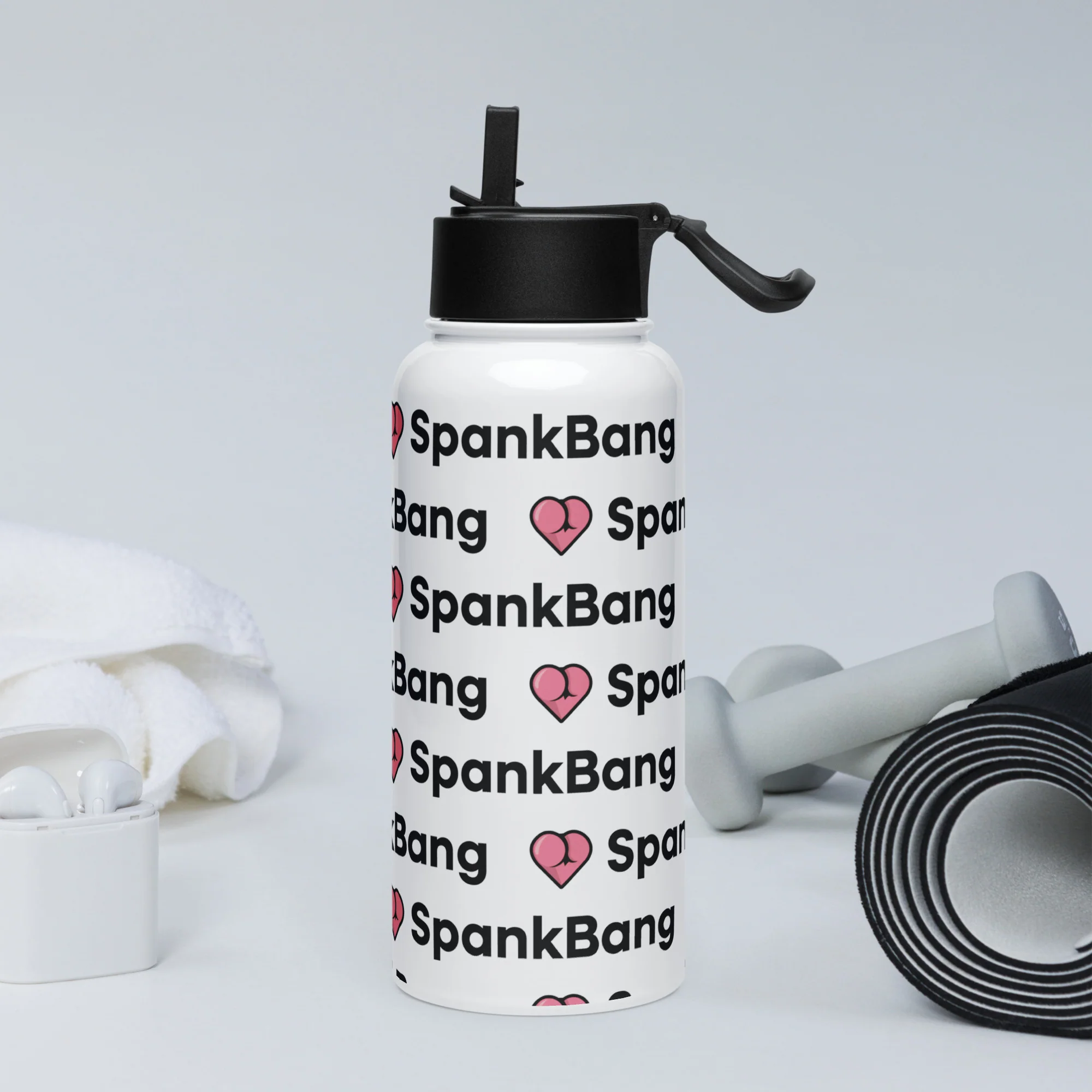Spankbang - Stainless steel water bottle with a straw lid - Image 2