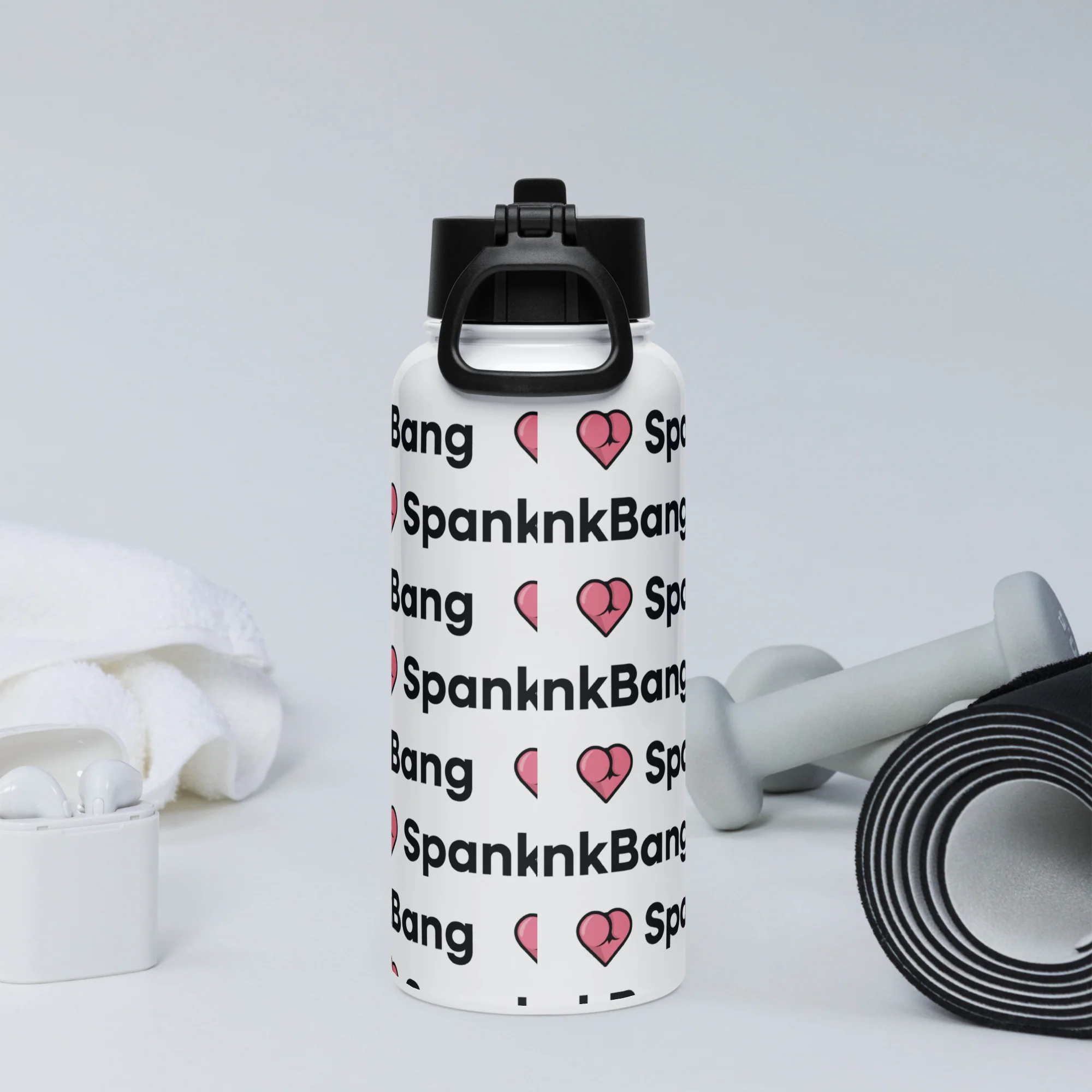 Spankbang - Stainless steel water bottle with a straw lid - Image 4