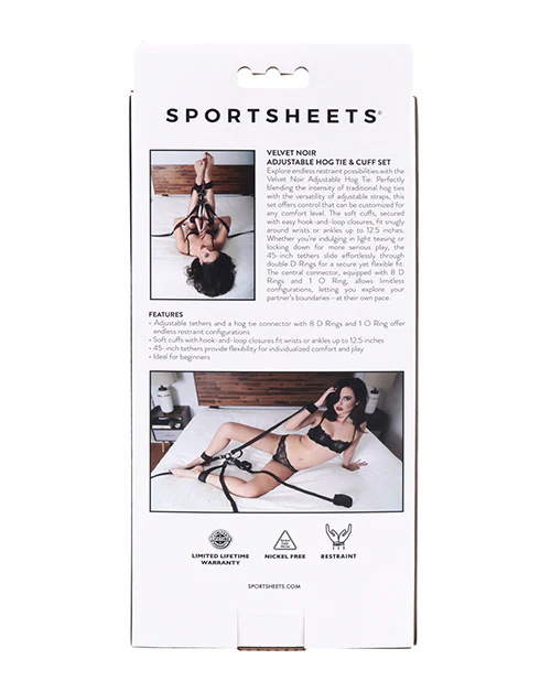 Velvet Noir Adjustable Hog Tie & Cuff Set - Image 4