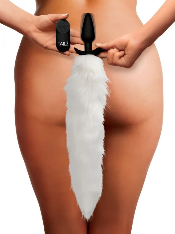 Tailz Vibrating White Fox Tail - Image 2