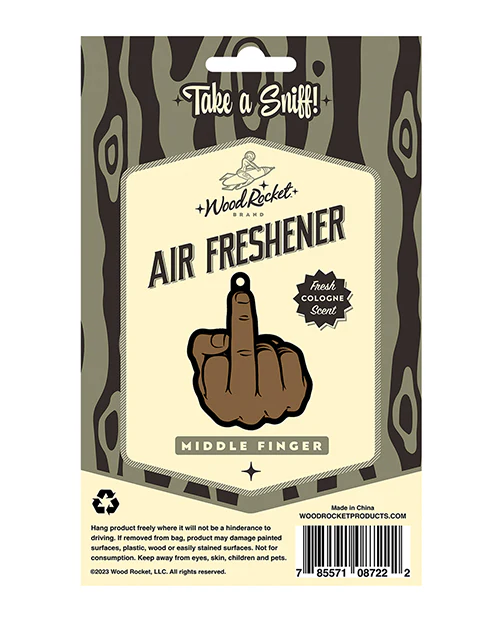 Wood Rocket Middle Finger Brown Air Freshener - Image 2